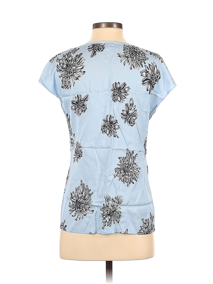 Nordstrom Collection Women Blue Short Sleeve Silk Top XS | eBay