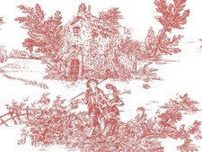 Toile de Jouy Rosso Antico al Metro | MADE IN ITALY | 100%Cotone | Altezza180cm 
