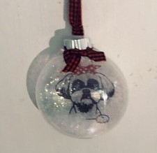 Shih Tzu Holiday Christmas Tree  Floating  Ornament Faux Snow Glitter