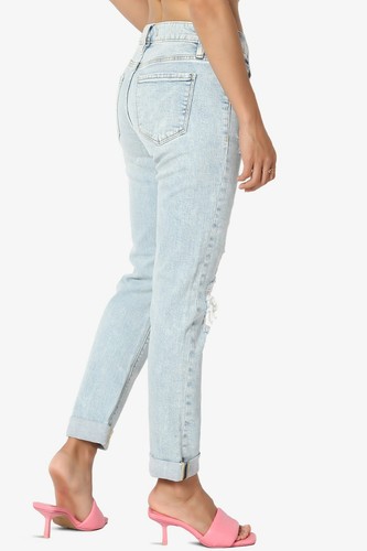 TheMogan Distressed Ripped Destroyed Shredded Mid Rise Ankle Girlfriend Jeans - Picture 26 of 37