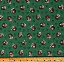 Cotton Smokey The Bear Animals Green Fabric Print by Yard D787.16