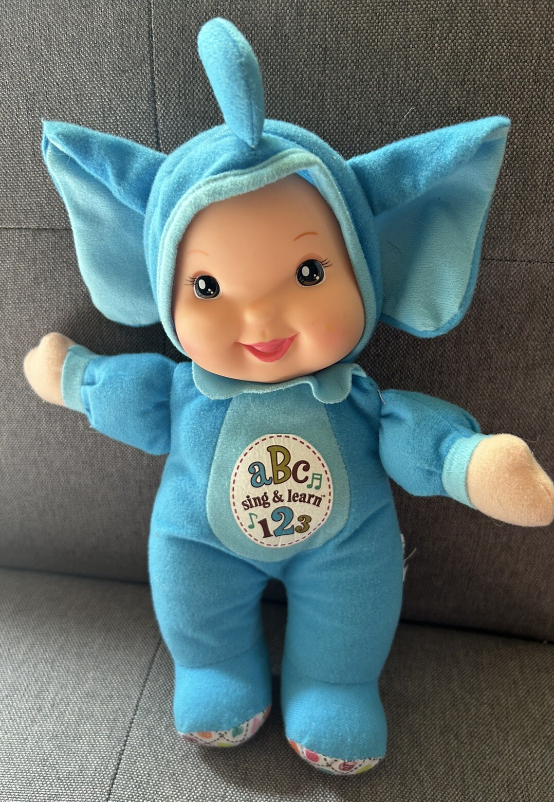 Sing & Learn Blue Baby Doll with Rubber Face Teaches ABCs 123s  