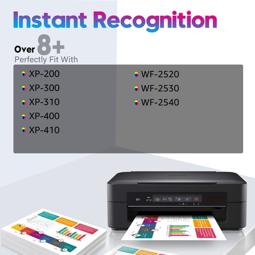 200XL Ink Cartridge compatible for Epson 200XL WF-2540 WF-2530 XP-200 XP-300 Lot - Foto 3 di 9