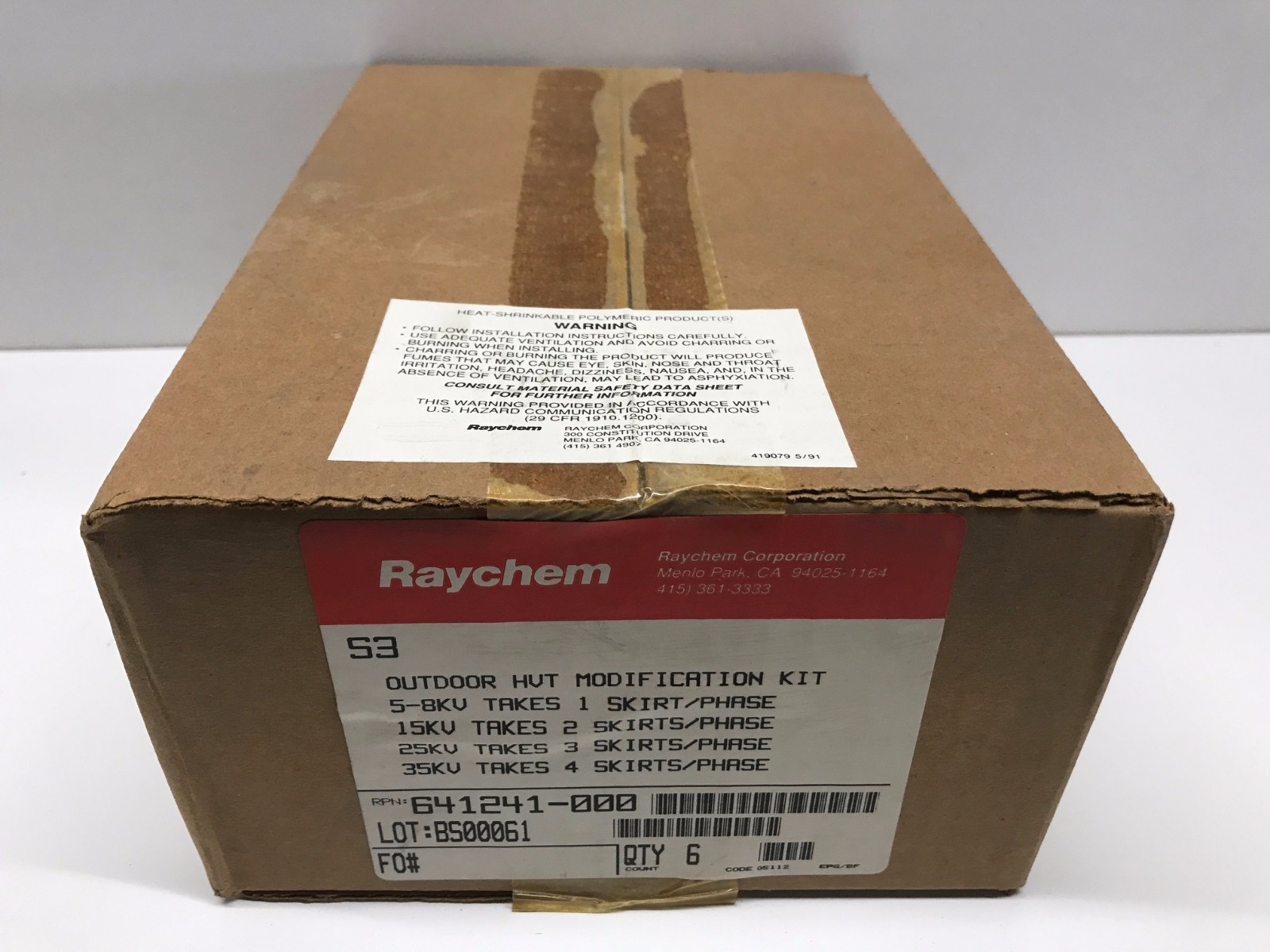 BOX OF 6 OLD STOCK RAYCHEM OUTDOOR HVT MODIFICATION KITS 641241-000 for ...