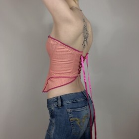 Ann Summers Corset 8 S Peach Purple Lingerie Croptop Lace Up Sexy Lolita y2k