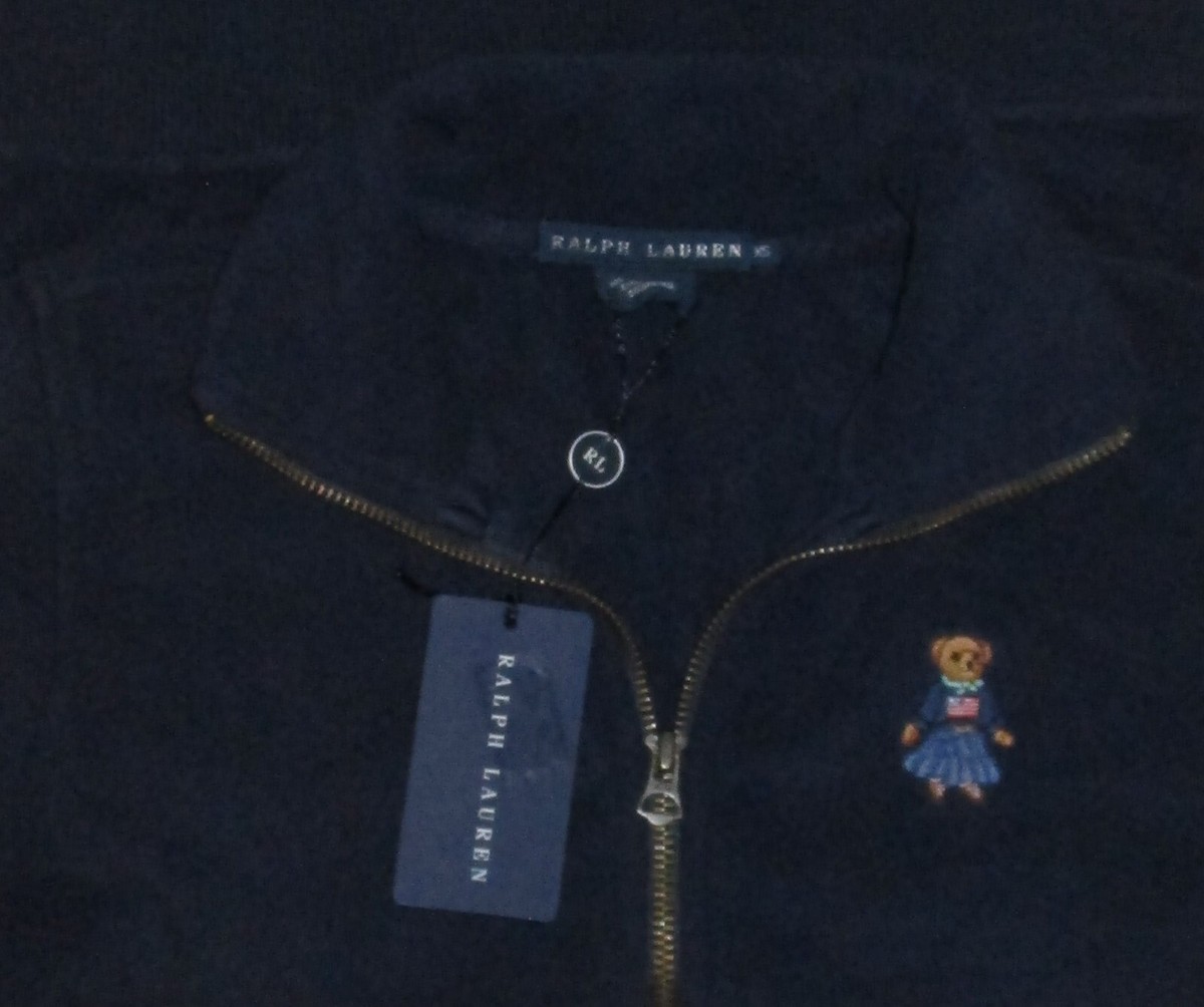 NWT! Rare Ralph Lauren Womens Polo Bear Zip-up Fleece Jacket