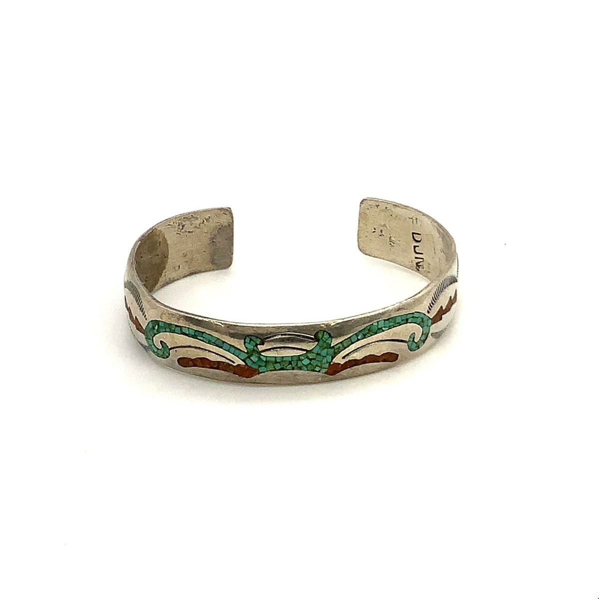 Classic Vintage Native American Navajo 8 Chip Inlay Turquoise Sterling Silver Bracelet Classic Vintage Native American Navajo 8 Chip Inlay Turquoise Sterling Silver Bracelet