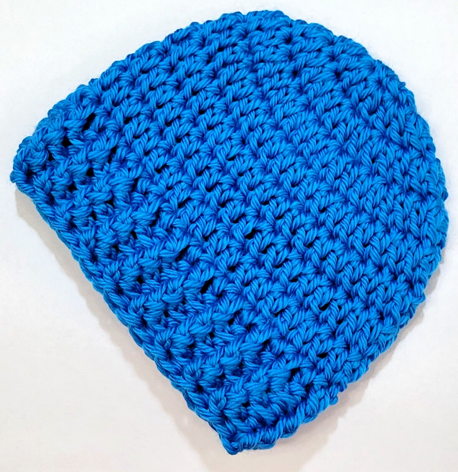 Beanie Preemie Baby Boy Hat Solid Handmade Crochet Doll Cobalt Blue c