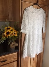 White Lace 3/4 Sleeve Flower Girl Dress Size 13