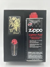 Zippo Joker Black Matte Design 29632 Lighter, Flints,  Lighter Fluid Gift Set