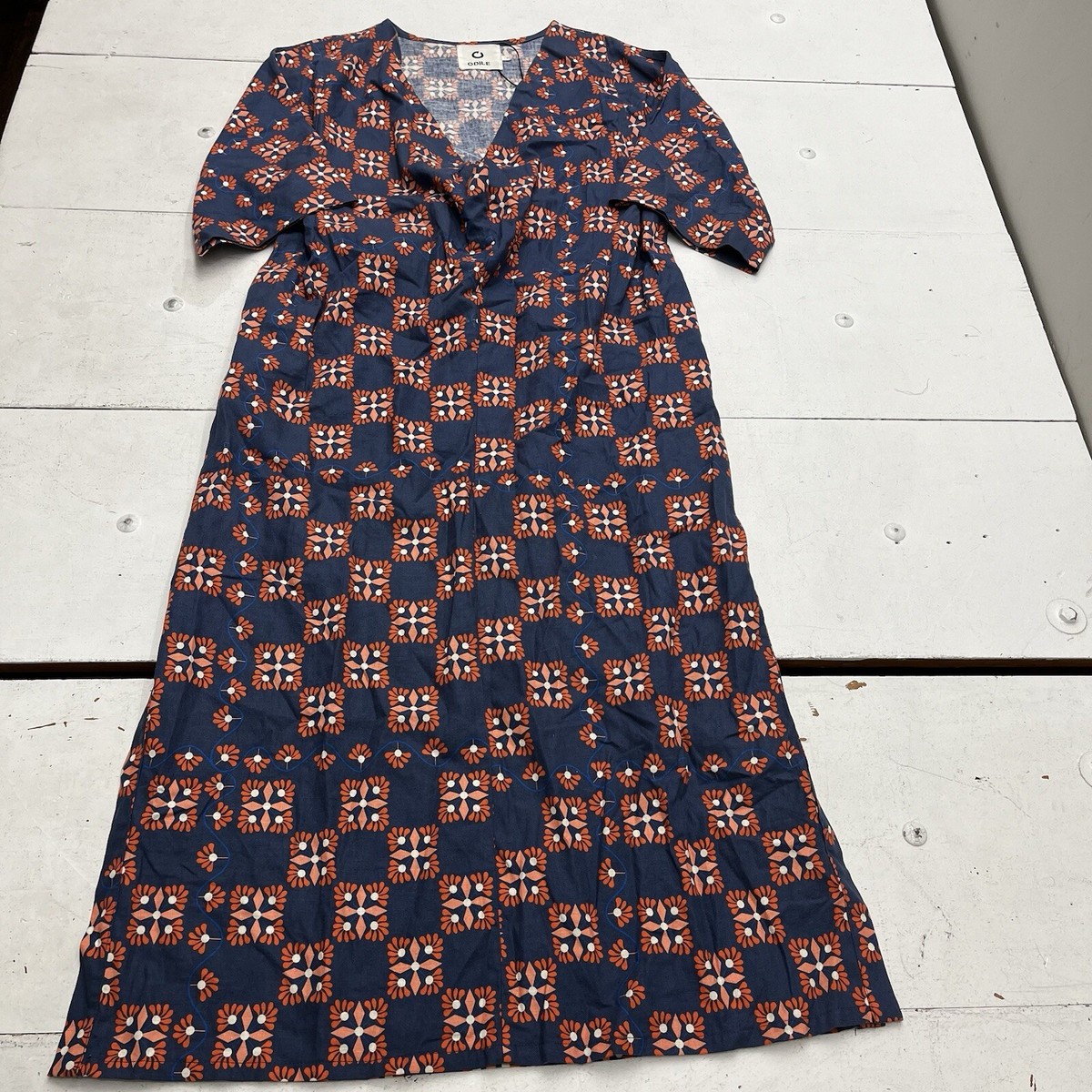 Odile Collective Navy Geometic Square Bianca Kimono Wrap Dress