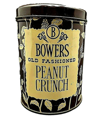 PEANUT CRUNCH BOWERS Tin Can Country  Store Old Fashioned 1 lb. Moorestown N.J.