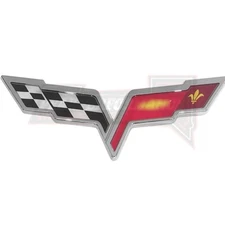 Front/Rear Crossed Flags Emblem for Corvette C6 2005-2013 3D Raised Badge STICKE