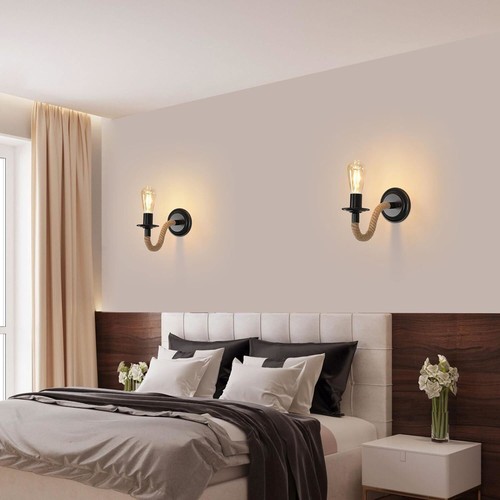 4Pcs Retro Vintage Wall Light Industrial Wooden Wall Lamp Indoor Sconce Bedroom - Picture 7 of 9