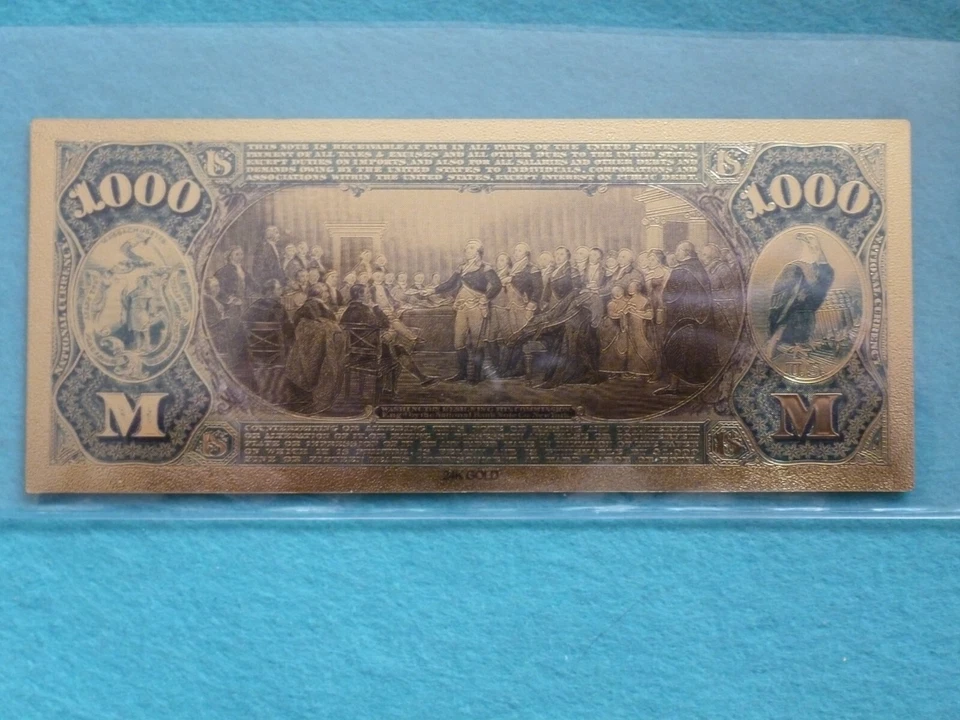 1875 series,999 Gold leaf-colored 1000 Dollars. - Image 2 of 2