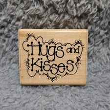 Vintage D O T S Wood Mounted Rubber Stamp Hugs And Kisses