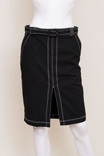 Bebe Black Pencil Skirt With White Stitch Detailing
