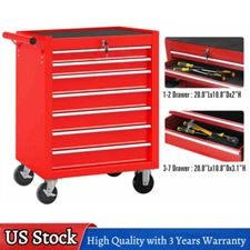 7-Drawer Rolling Tool Chest Multifunction Tool Cart w/ Lock/Key/4 Wheels/Handle