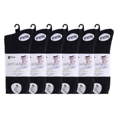 Mens Sports Socks 5 Pairs Cotton Rich Cushioned Everyday Crew Socks UK 6-11 - Picture 5 of 7