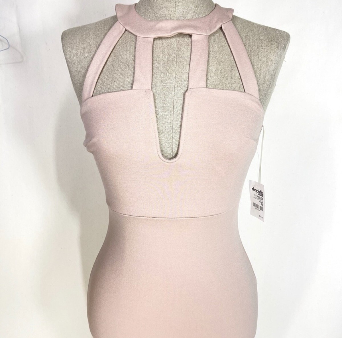 white christmas dresses Ariana Cut Out Bandage Midi Dress (Nude) S main image 0