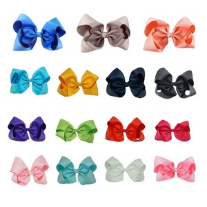 Girls 8" Large Hair Bows Clips Grosgrain Ribbon