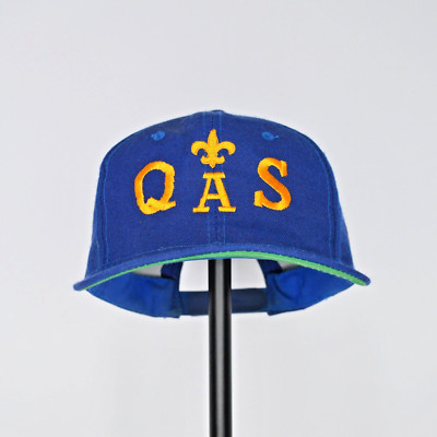 Vintage Blue Q A S Saints Team Snapback Hat Cap Gold Lettering Green Under Bill