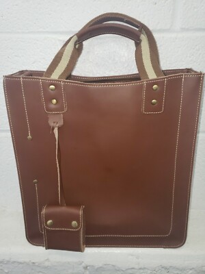 APC Large Brown Leather Tote Handbag w/Wallet