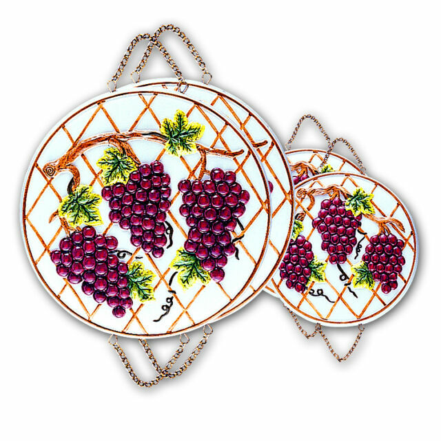 Grape Ceramic 4 PC Stove Burner Cover / Wall Decor Set 6241 for sale