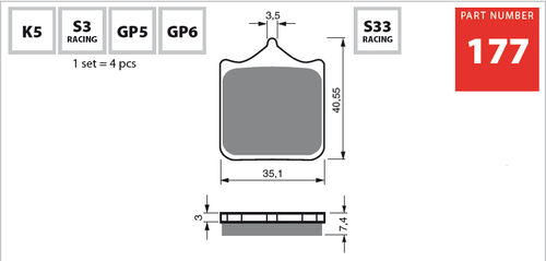 GOLDFREN FRONT BRAKE PADS For: APRILIA RSV 1000 MILLE ' 2001 2002 2003 2004 - Picture 2 of 3