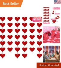 Adjustable Red Felt Heart Banner - 40PCS Valentine's Day Indoor/Outdoor Decor