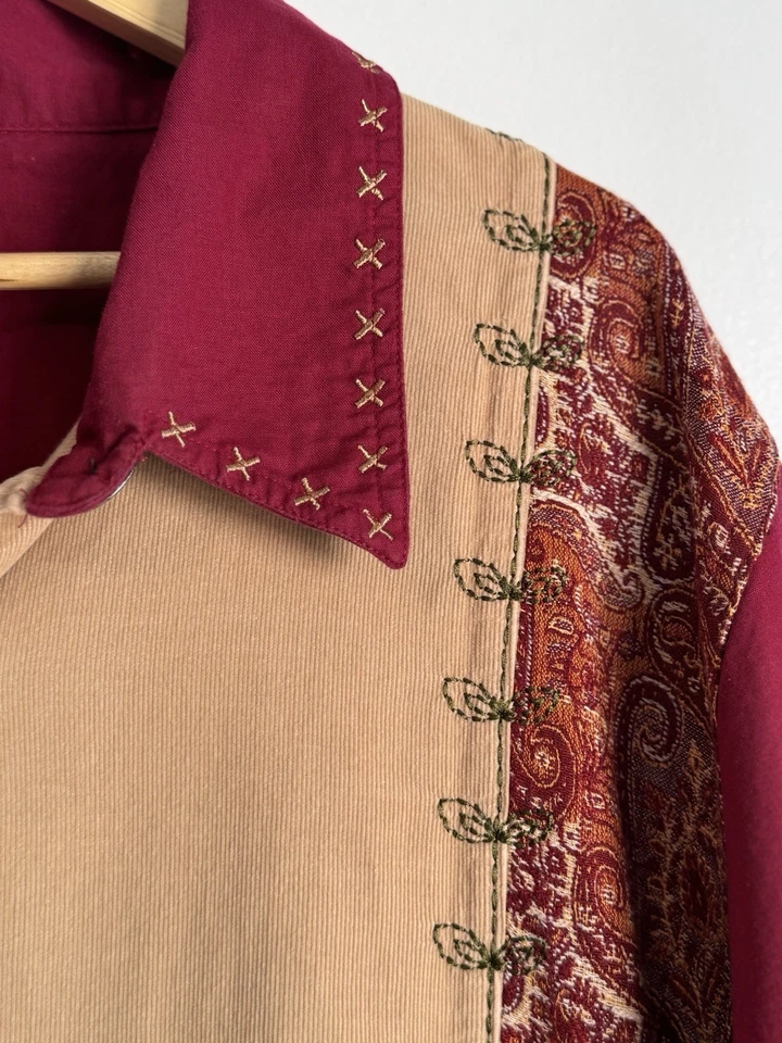 Bobbie Brooks Mujer Botón Abajo Patchwork Camisa Chaqueta Chaqueta Talla 22W/24W Otoño Foto 3 de 4