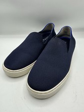 Rothy's The Original Black Knit Blue Stripe Slip On Sneakers Women's Sz 7 Casual