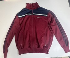 Vintage 80s Adidas Maroon Navy 3 Stripe Track Jacket Mens XL