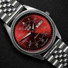 Vintage Seiko 5 Automatic Red Dial Day-Date Men's Wristwatch