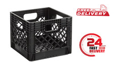 Juggernaut Storage 16QT Heavy-Duty Plastic Square Milk Crate Black