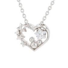 Disney Mickey Silver Necklace with Rhodium Plated Cubic Zirconia