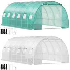 Walk-in Greenhouse Galvanized Frame & Waterproof Cover Green/White