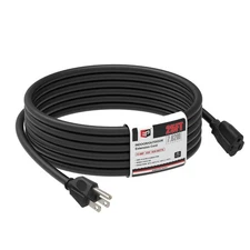 25FT Black Outdoor Extension Cord, 16/3 SJTW Heavy Duty Waterproof, 3 Prong G...