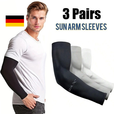 3 Paar Eis-Seiden Armstulpen Unisex   UV Sonnenschutz Ärmel für Sport & Outdoor