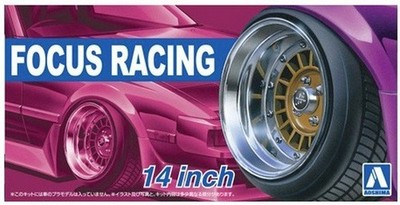 Aoshima 1/24 Model Car Tuned Parts(41)Focus Racing 14''inch Wheels&Tires Set