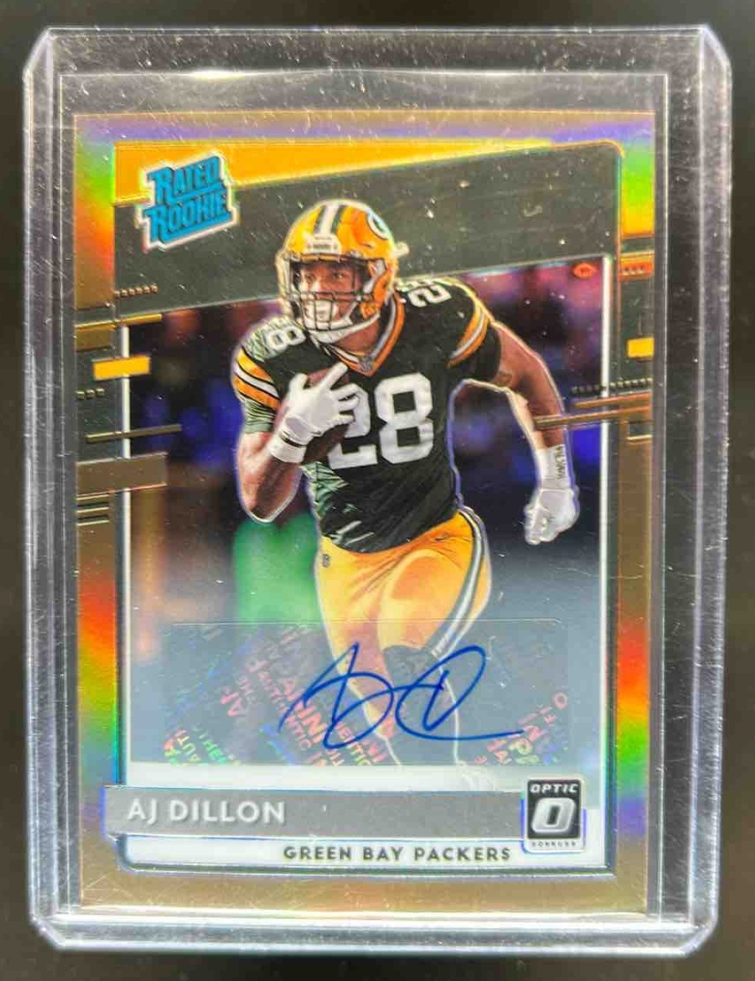 2020 Donruss Optic AJ Dillon Rated Rookie Auto Bronze RC #174 Packers