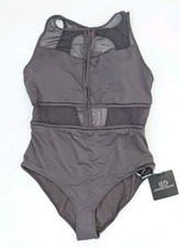 Jets High Neck One-Piece Swimsuit, Slate, Women's 12 AU 16 