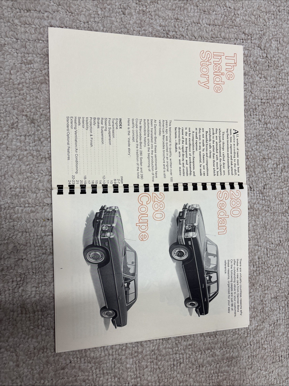 Vintage Mercedes-Benz,  280  And 280 Coupe Dimension’73 brochure