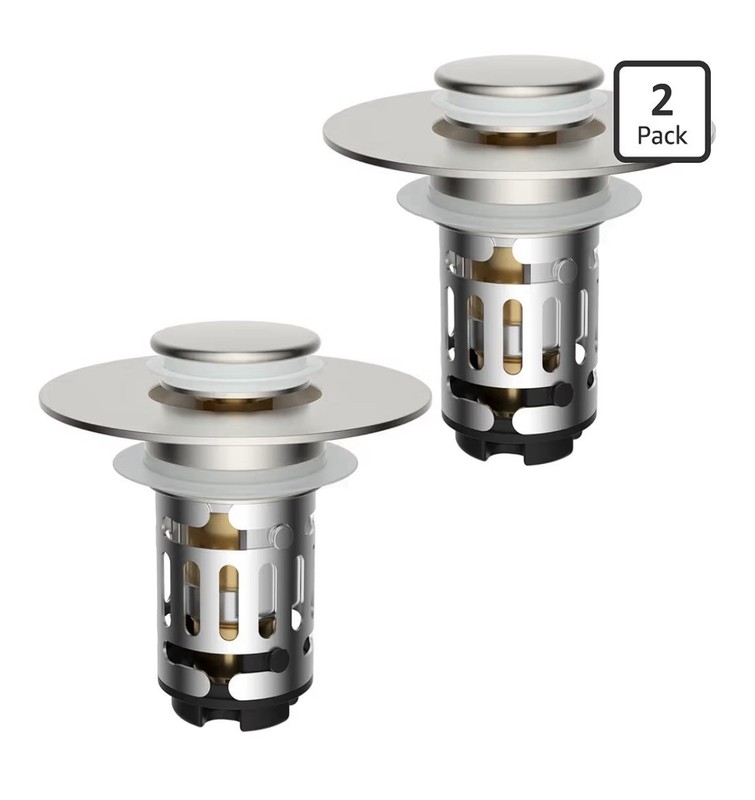 2 Pack Bathroom Sink Drain Strainer Universal Pop Up Stopper 1.1''~2.36'' Basin