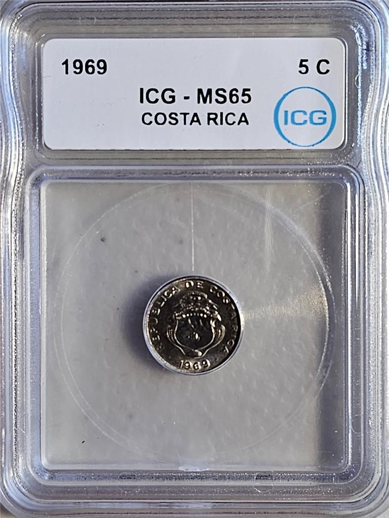 Costa Rica 5 Centimos 1969 ICG MS 65