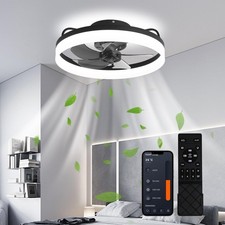 20" Modern Fan Lights Flush Mount LED Ceiling Light kit With APP Remote Control