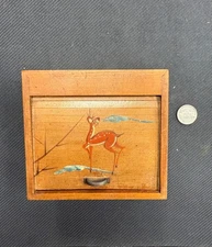 Vintage Japanese Himitsu-Bako Puzzle Cigarette Box – Hand-Painted Deer Design