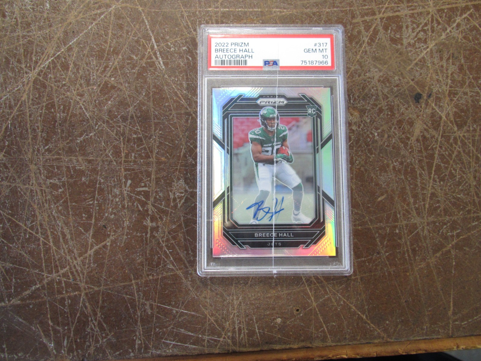 2022 Prizm Football Breece Hall  Autograph  Rookie RC #317 PSA 10  w crack