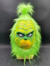The Grinch Mask Costume with Green Furry Fur for Christmas Cosplay Party