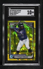 2024 Bowman Sapphire Chrome Prospects Yellow 39/75 Robert Calaz SGC 10 GEM 09an